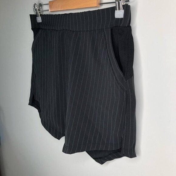 Koral Black Pinstripe Skort Pointed Skirt Hem  Over Mesh Shorts - Picture 4 of 7
